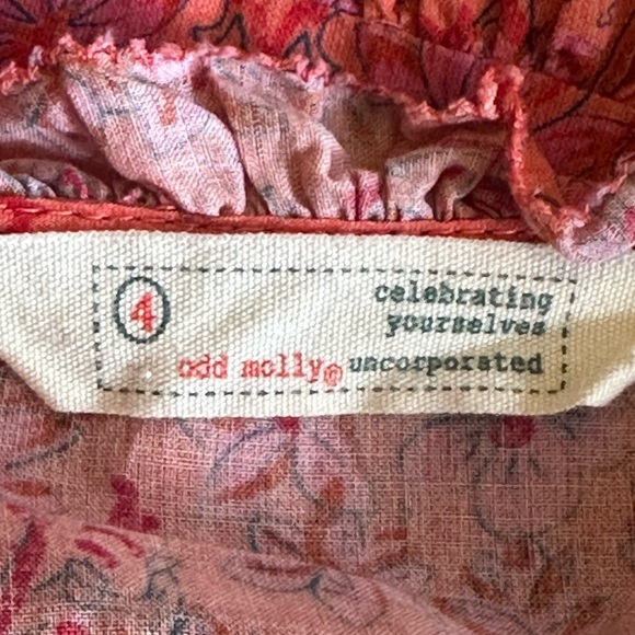 Odd Molly | Pink Floral Embroidered Boho Midi Dress with Tassel Tie, Size XL - Picture 8 of 9